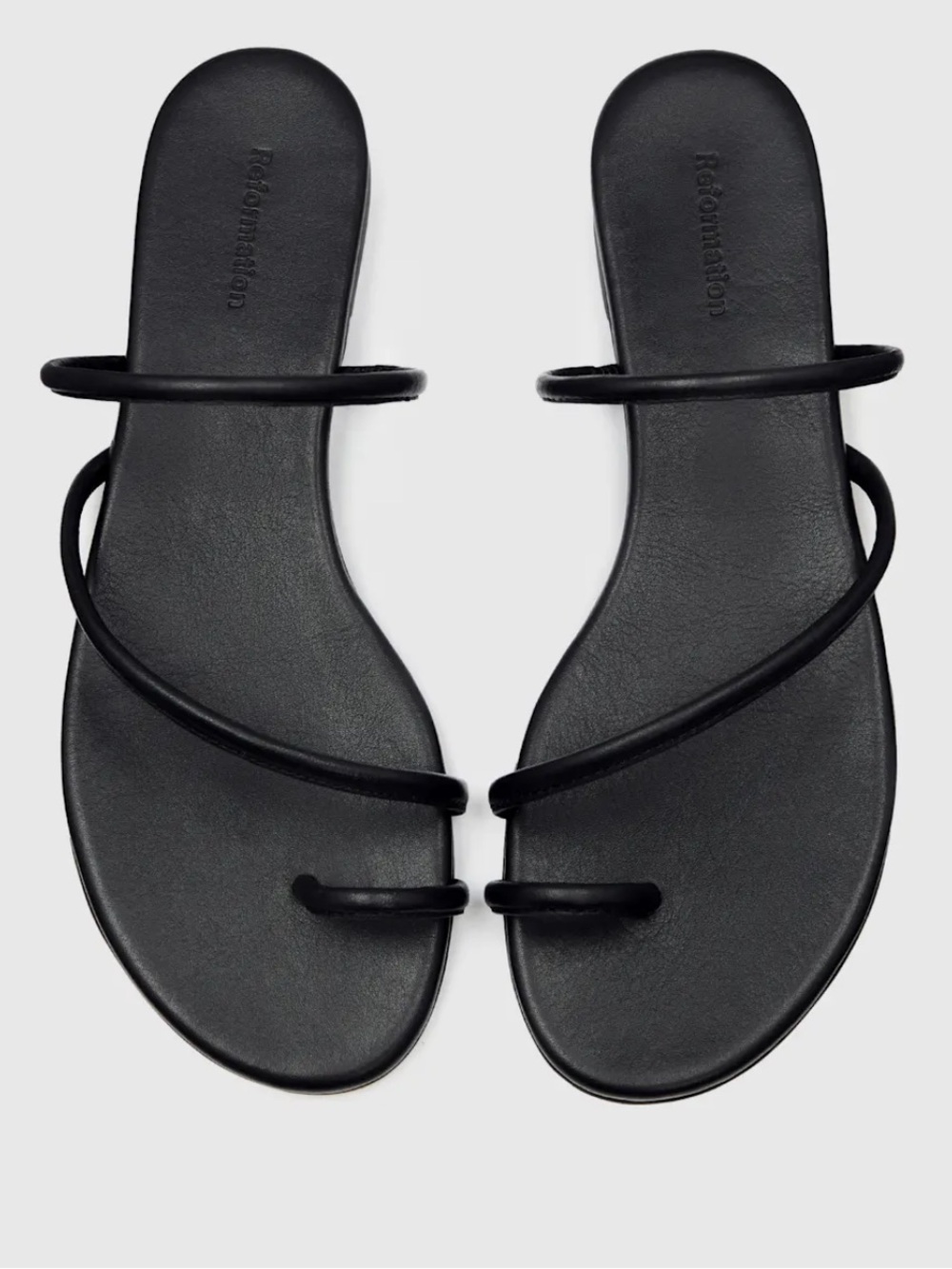 Reformation Black Leather Ludo Strappy Toe Ring Sandal